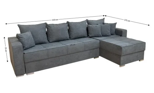 Colțar Extensibil Claudia Mare XXL Bonell Gri- Lemon 56, Interschimbabil	