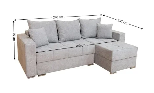 Colțar Extensibil Claudia XXS Bonell Gri - Aragon 80 Interschimbabil