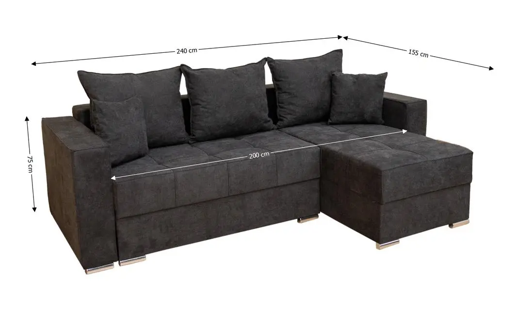 Colțar Extensibil Claudia XXS Memory Negru - Aragon 99 Interschimbabil
