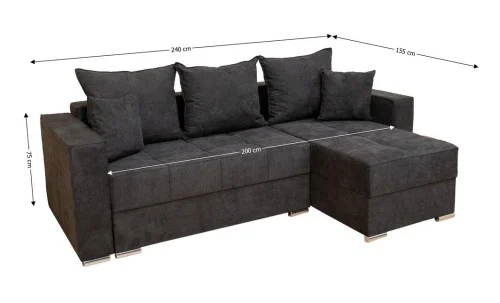 Colțar Extensibil Claudia XXS Memory Negru - Aragon 99 Interschimbabil