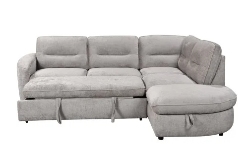 Colțar Extensibil Harmony KF7906  cu Ladă Depozitare, Șezlong Dreapta, Gri Deschs