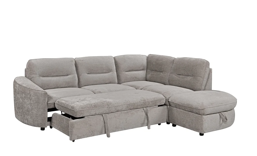Colțar Extensibil Harmony KF7906  cu Ladă Depozitare, Șezlong Dreapta, Gri Deschs 3