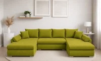 Colțar Extensibil Confort U cu Spumă HR, Verde Olive