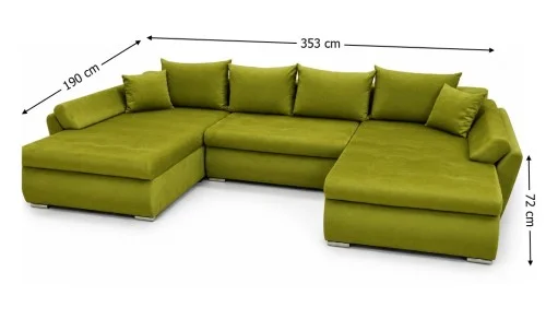 Colțar Extensibil Confort U cu Spumă HR, Verde Olive