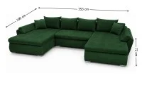 Colțar Extensibil Confort U cu Spumă HR, Verde Smarald 2