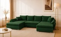 Colțar Extensibil Confort U cu Spumă HR, Verde Smarald 6