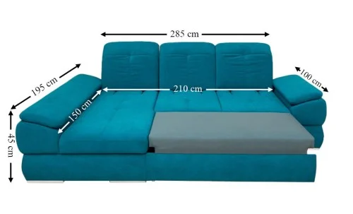 Colțar Extensibil Denver 2 Turcoaz - Vega 25 Stânga
