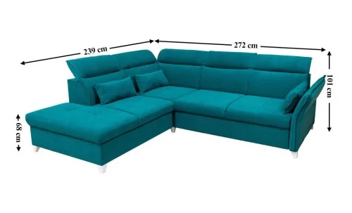 Colțar Extensibil Barry Turcoaz - Vega 25 Stânga