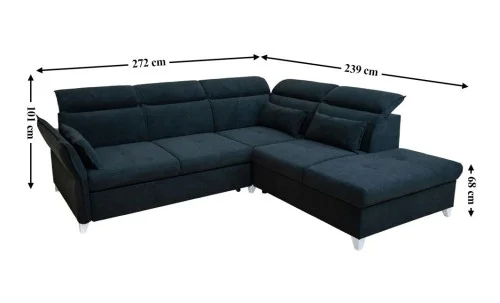 Colțar Extensibil Barry negru - Vega 70 Stânga