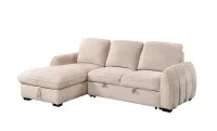Colțar Extensibil Cremona KF7942 cu Ladă Depozitare, Șezlong Stânga, Bej 4