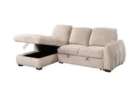 Colțar Extensibil Cremona KF7942 cu Ladă Depozitare, Șezlong Stânga, Bej 5