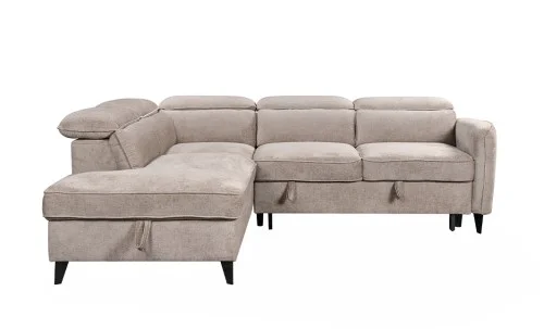 Colțar Extensibil Harmony KF7905 cu Ladă Depozitare, Șezlong Stânga, Gri Deschis