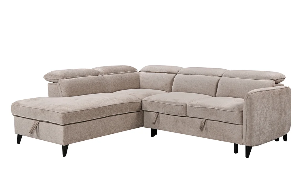 Colțar Extensibil Harmony KF7905 cu Ladă Depozitare, Șezlong Stânga, Gri Deschis 5