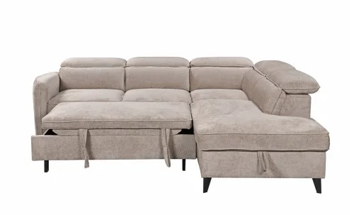 Colțar Extensibil Harmony KF7905 cu Ladă Depozitare, Șezlong Dreapta, Gri Deschis