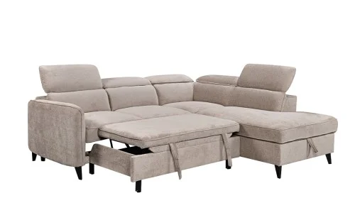Colțar Extensibil Harmony KF7905 cu Ladă Depozitare, Șezlong Dreapta, Gri Deschis