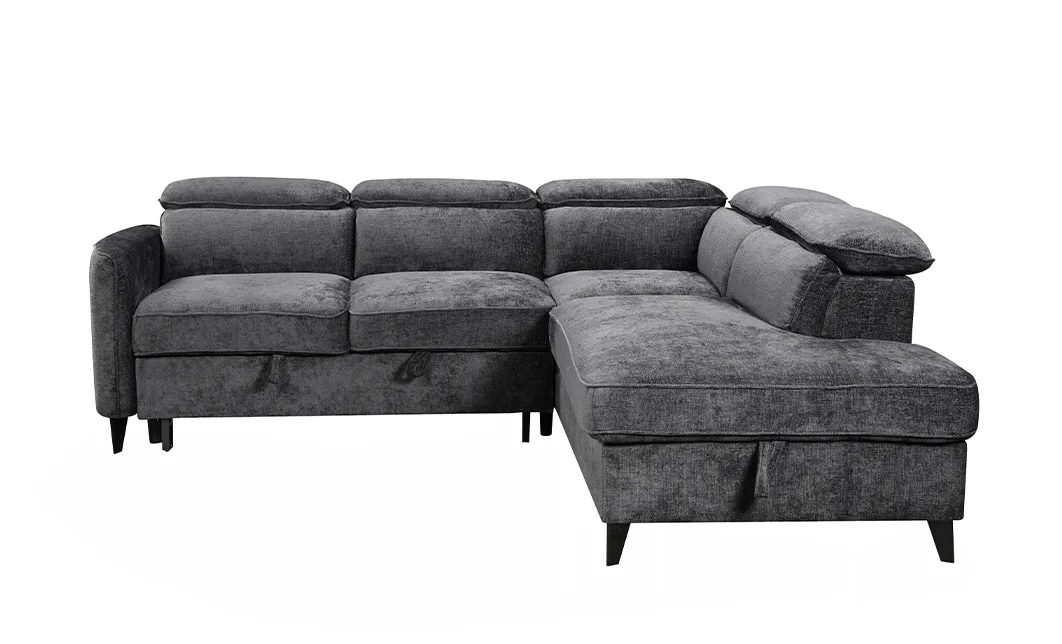 Colțar Extensibil Harmony KF7905 cu Ladă Depozitare, Șezlong Dreapta, Gri Închis 5