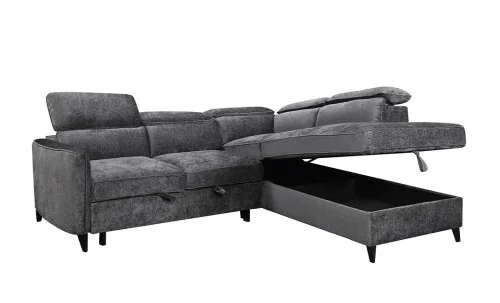 Colțar Extensibil Harmony KF7905 cu Ladă Depozitare, Șezlong Dreapta, Gri Închis