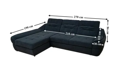 Colțar Extensibil Space Negru - Vega 70 Dreapta