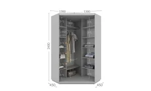 Dulap Personalizat de Colt Oglinda/Alb, 130 x 130