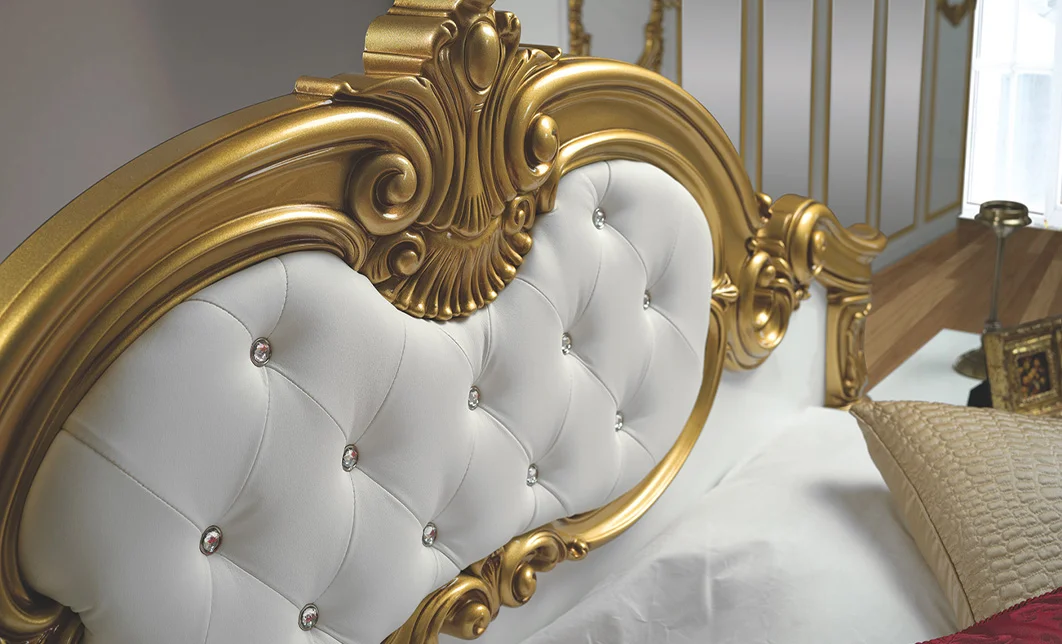 Dormitor Clasic Barocco Bianco Gold cu Dulap 6 Uși 2