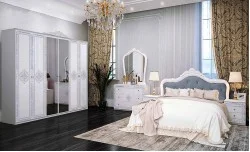 Dormitor Clasic Luize White cu Dulap 6 Uși