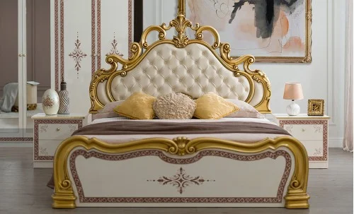 Dormitor Clasic New Grace Gold cu Dulap 6 Uși
