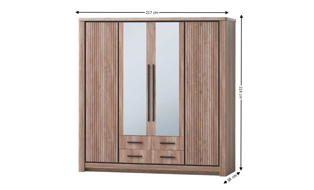 Dormitor Modern Queen Dulap cu 4 uși 4 sertare 5