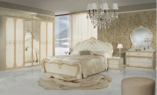 Dormitor Clasic Tolouse Beige cu Dulap 6 Uși