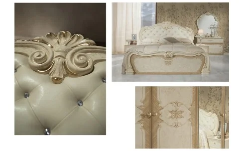 Dormitor Clasic Tolouse Beige cu Dulap 6 Uși