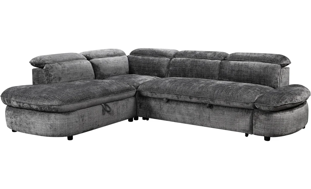 Colțar Extensibil Cremona KF7933 cu Ladă Depozitare, Șezlong Stânga, Gri 5