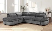 Colțar Extensibil Cremona KF7933 cu Ladă Depozitare, Șezlong Stânga, Gri