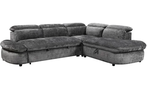 Colțar Extensibil Cremona KF7933 cu Ladă Depozitare, Șezlong Dreapta, Gri