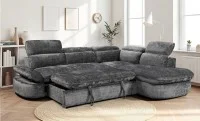 Colțar Extensibil Cremona KF7933 cu Ladă Depozitare, Șezlong Dreapta, Gri 2