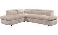 Colțar Extensibil Cremona KF7933 cu Ladă Depozitare, Șezlong Stânga, Bej 4