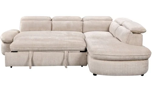 Colțar Extensibil Cremona KF7933 cu Ladă Depozitare, Șezlong Dreapta, Bej