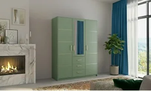 Dulap Bali 2 D3 Verde cu Oglindă și 3 Uși