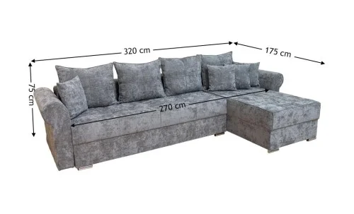 Colțar Extensibil Elsa XXL Memory Gri - Kim 15 Interschimbabil