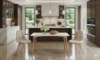 Set Masă Living SL673 Albă cu 2 Scaune KJC5304 Bej 1