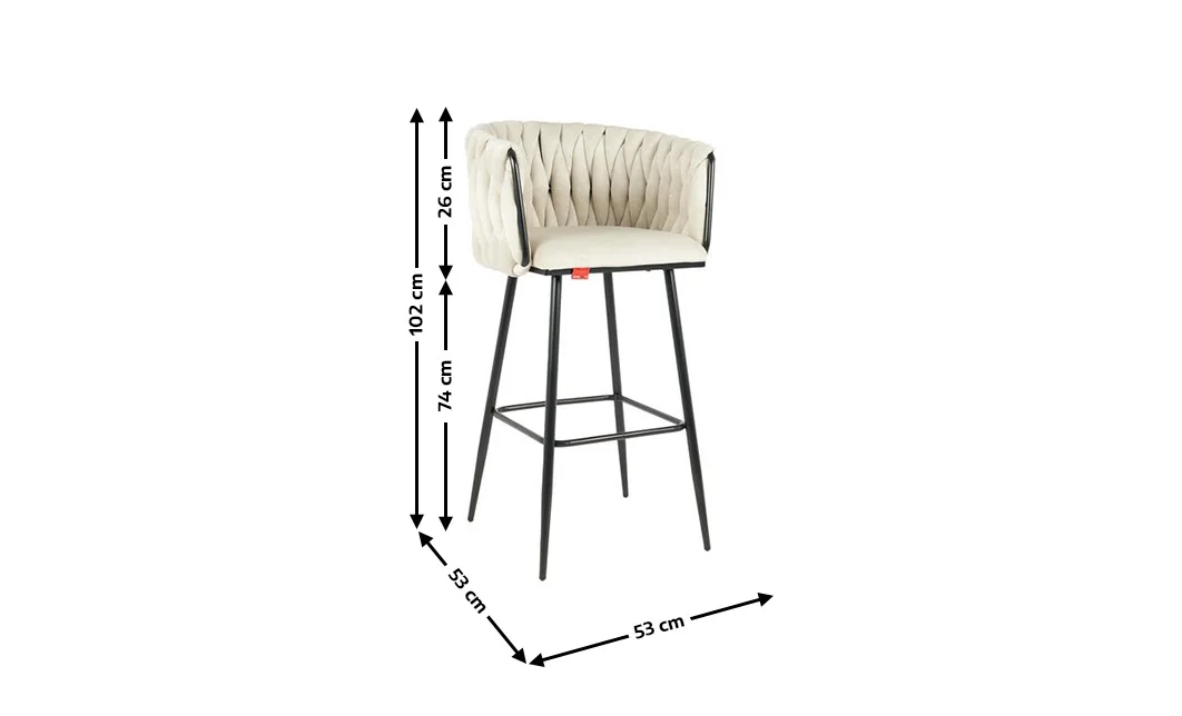 Scaun Bar KJC365 Bej & Picioare Negre 2
