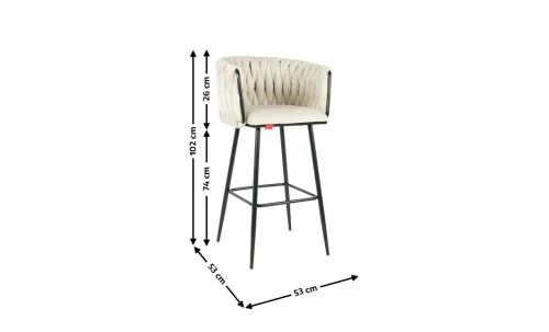Scaun Bar KJC365 Bej & Picioare Negre