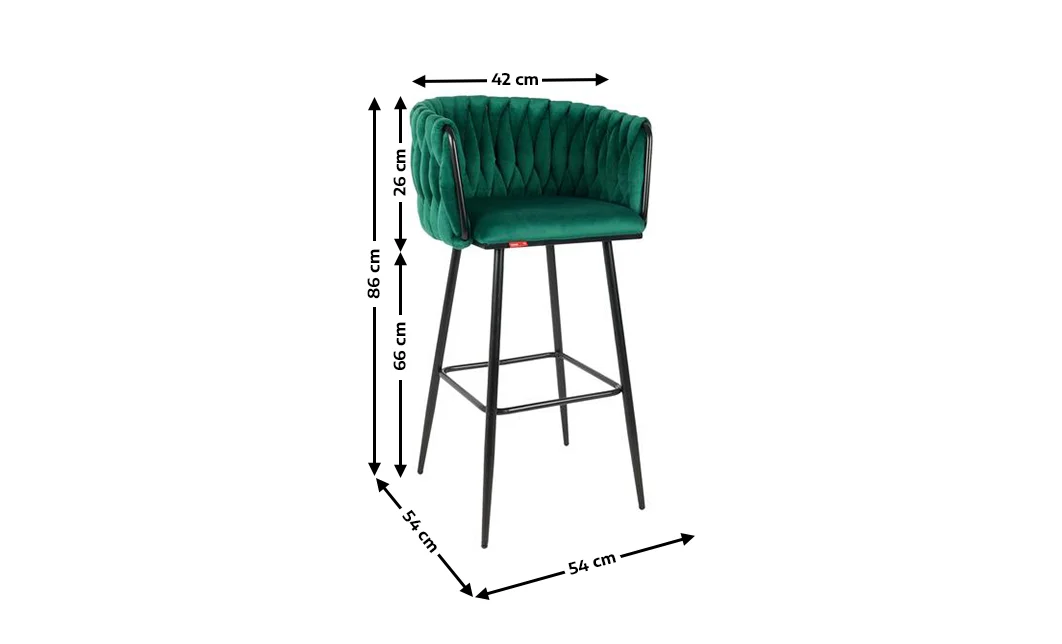 Scaun Bar KJC365 Verde cu Picioare Negre 2