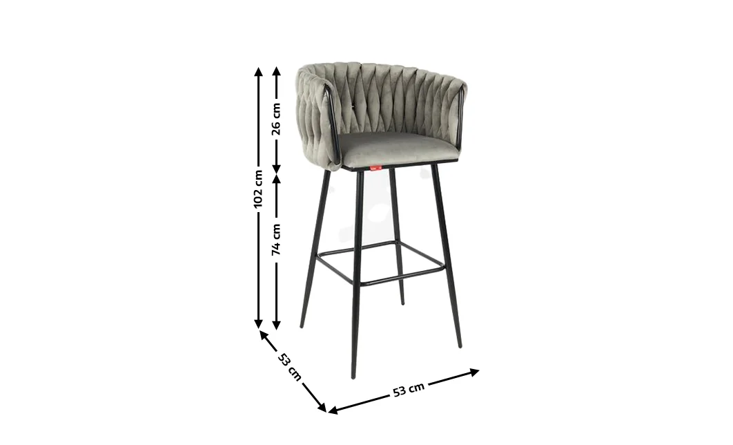 Scaun Bar KJC365 Gri & Picioare Negre 2