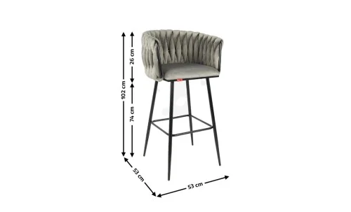 Scaun Bar KJC365 Gri & Picioare Negre