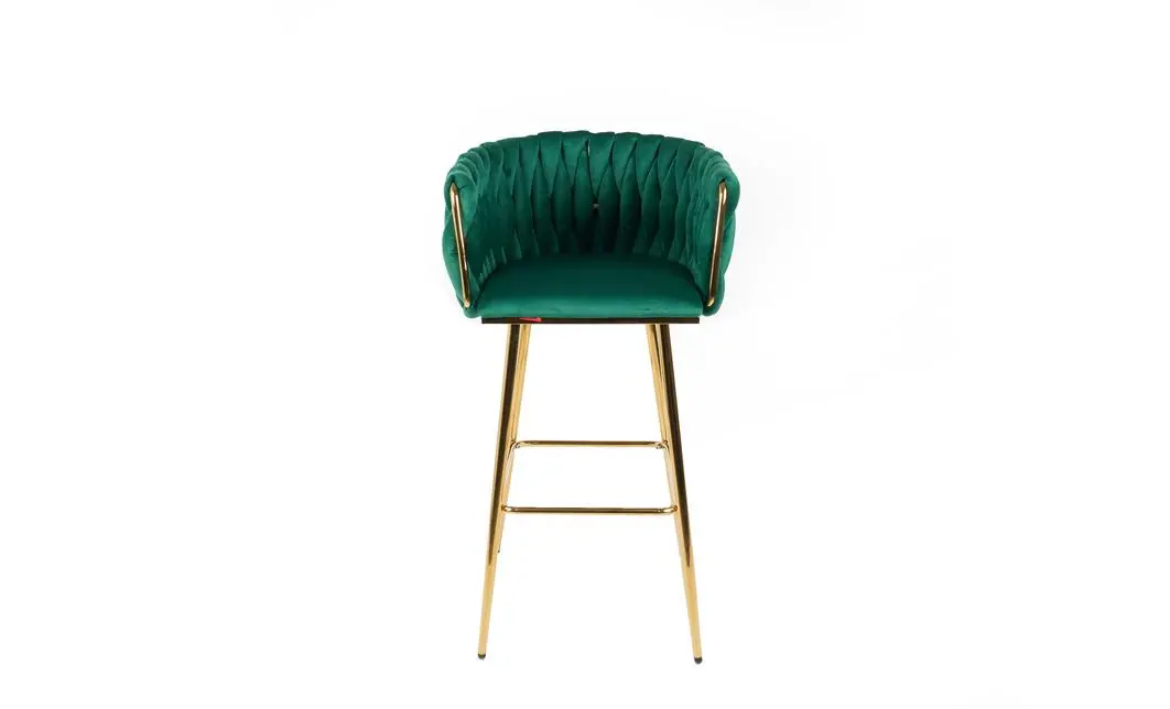 Scaun Bar KJC365 Verde & Picioare Aurii 5