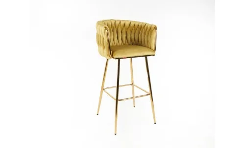 Scaun Bar KJC365 Mustar & Picioare Aurii