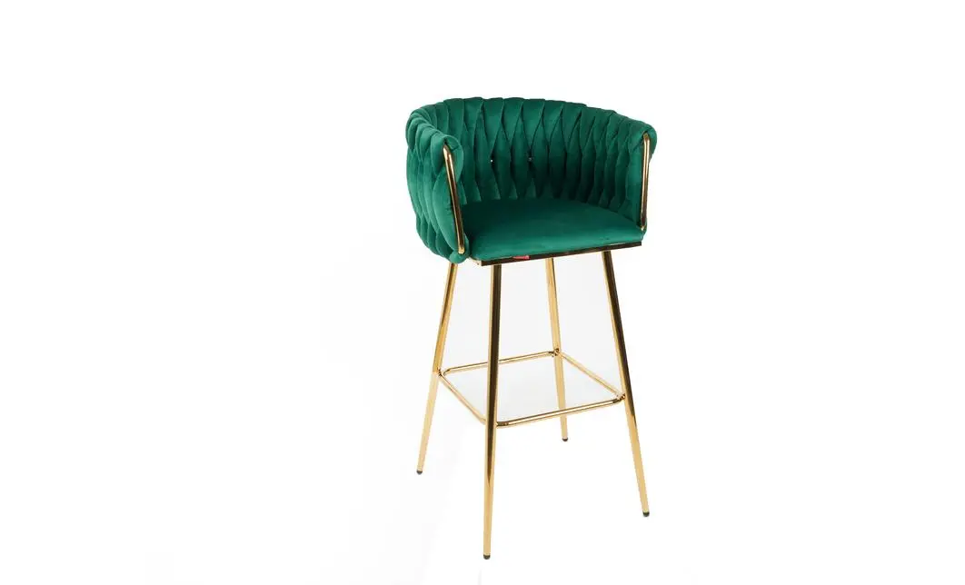 Scaun Bar KJC365 Verde & Picioare Aurii