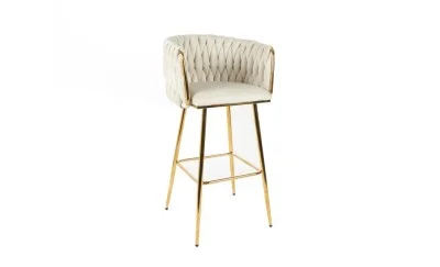 Scaun Bar KJC365 Bej & Picioare Aurii