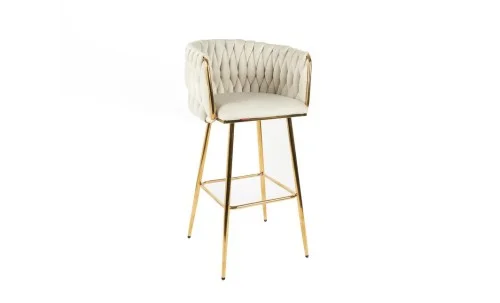 Scaun Bar KJC365 Bej & Picioare Aurii