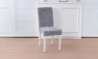 Scaun Living KJC5698 Gri cu Picioare Albe