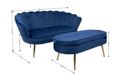 Set Marbella Canapea cu Masuta KJL213, Albastru